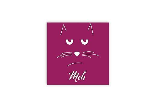 Meh Magenta Cat Face 12 x 12 Wood Wall Sign Plaque