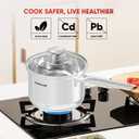 SUNHOUSE 1.5 Quart Stainless Steel Sauce Pan with Lid - PFOA-FREE, Stainless Steel Sauce Pan, Induction base, Stay-Cool Handle, Compatible with All Cooktops Gas, Geramic, Electric etc.