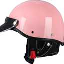 Half Motorcycle Helmets Retro Open Face Half Shell Motocross Helmet for Cycling Motocross Cruiser Bike Scooter Chopper Men Women DOT Approved (Large, Pink)