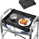 FANGSUN Walker Tray for Folding Walker 2.0  Upgraded Detachable Tray for Walkers with Extended Straps & Cup Holder, Fits Rolling Walkers with Side Bars, Mobility Accessory for Seniors