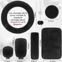 17 Car Seat Cover Full Set for Women,Universal Car Seat Cover,Plush Steering Wheel Cover,Fluffy Soft Wool Handbrake Gear,Suspension Accessories Full SUV((Patterned Black