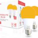 hooga Sleep Light Bulb, Amber Light Bulbs for Sleep Therapy, Blue Light Blocking, 1600K Dim Light Bulbs 45W Equivalent, Mood Soothing Light, E26 A19 Warm Light Bulbs for Bedroom, Nursery, 2 Pack. (2 Count (Pack of 1))