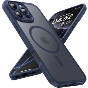 TOCOL Magnetic for iPhone 16 Pro Case, Upgraded Full Camera Protection, Compatible with Magsafe, Drop Protection, Translucent Matte Back Bumper for iPhone 16 Pro 6.3-Inch (Dark Blue)