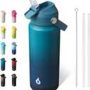 BJPKPK Water Bottle with Straw Lid, 24oz Vacuum Insulated Water Bottles, Metal Stainless Steel Thermos for Sports, Travel, BPA Free Leak Proof Thermos, Cups, Flasks, Tumblers,Vast (24 Ounces)
