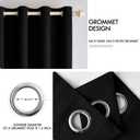 MIULEE Linen Texture Curtains for Bedroom Solid 100% Blackout Thermal Insulated Halloween Black Curtains Grommet Room Darkening Drapes for Living Room Nursery 52x84 Inch (2 Panels)