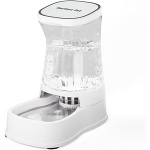 Gardner Pet Automatic Gravity Water Dispenser for Dogs, 1.0Gallon 100% BPA-Free Dog Water Bowl Dispenser, Pet Water Fountain Dispenser with Sponge Filter for Small&Medium Dogs, Cats, Puppies(White)