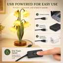 Flower Table Lamp for Bedroom, Cute Reading Light with 5 Yellow Tulip Flower of The Valley, Desk Lamp Bedside Lamps for Nightstands Home Decor, Soft Reading Night Light for Bedroom Living Room Office