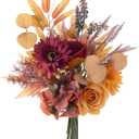 Fake Silk Flowers Bouquet Faux Centerpieces with Roses, Gerberas, Hydrangea etc, Realistic Artificial Floral Arrangements for Home Kitchen Decor (Autumn)