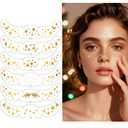 2 x Christmas Glitter Face Tattoo Gold Freckles Glow Up Makeup Patches, Glitter Makeup Accessories for Christmas Makeup Carnival Party, 6 Patterns