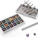 Jucoan Clear Acrylic Rock Display Case, 5 Layer 90 Grids Rock Collection Case with Adjustable Velvet Insert, Mineral Gemstone Storage Organizer Box for Kids Crystals, Rocks Collection