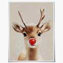 Red Nosed Reindeer Christmas Wall Art Rustic Christmas Farmhouse Mantle Wall Decor Holiday Canvas Art Poster for Living Room Home Decor Aesthetic 12x16inch Unframed