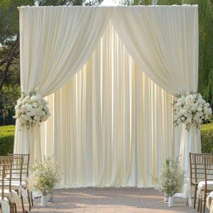 10ftx12ft Ivory Backdrop Curtains for Wedding-Wrinkle Free Backdrops Curtain Drapes Fabric Decorations Photo Back Drop Cloth for Baby Shower Photography Stage Reception 2Panels 12ft(H) x 5ft(W)