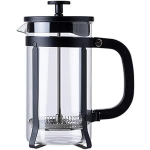 V-mouth Tea Maker Is Easy to Clean Removable Hand-pushed Coffee High Borosilicate Glass+304 Stainless Steel+nylon+TPR+iron Material Filter Suitable for Household Coffee Pot (Black)