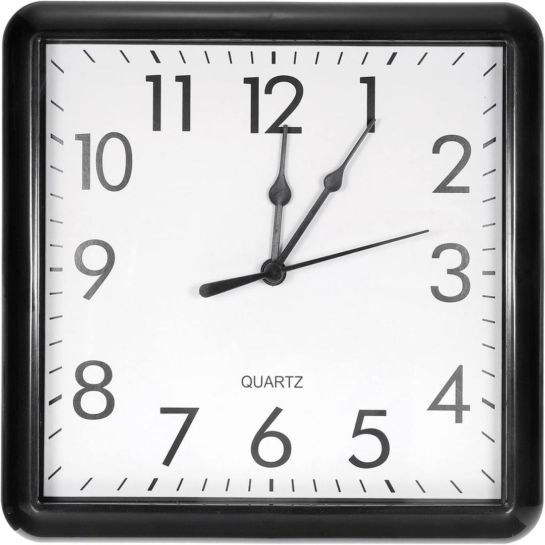 PATIKIL 9x9 Inch Wall Clock, Quartz Battery Operated Silent Non-Ticking Square Wall Clocks for Office Bedroom Decorative, Black