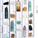 30 Grid Adjustable Clear Acrylic Rock Display Case with Lid for Arrowheads & Rocks, Wall Mounted or Desktop Acrylic Rock Collection Box for Mineral Crystal, Stones