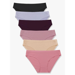 FINETOO 6 Pack Women’s Seamless Hipster Underwear No Show Panties Invisibles Briefs Soft Stretch Bikini Underwears XS-XL