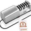 Electric Knife Sharpener for Kitchen Knives - Goodjob Automatic Professional Knife Sharpening System with Diamond Abrasives and Precision Angle Guides, 3 Stage Ceramic Knife Sharpeners Tool (Silver)