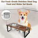 Elevated Dog Bowls for Small Medium Wood Dogs Raised Bowl Stand with 2 Stainless Steel Deep Dog Food and Water Bowls, Anti Vomit, Non-Slip Feeding Dishes(Tilted3 inches in Height, 40oz