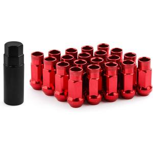 Muge Racing M12x1.5 Bulge Acorn Open End Wheel Nuts - 20 PCS, 12mmx1.5, Red Lug Nuts Set with 1 Key for Toyota, Honda, Ford, Chevrolet, Mitsubishi, Mazda, KIA, Hyundai, Buick