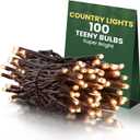 BCD Incandescent Teeny Lights 100 ct  Warm Mini Bulbs with Brown Cord  Indoor/Outdoor Water-Resistant Farmhouse String Lights for Patio, Wedding, Home Dcor, Rustic Christmas