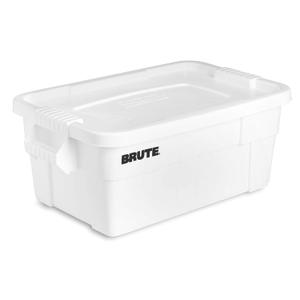 Rubbermaid Commercial Products BRUTE Tote Storage Container with Lid-included, 14-Gallon, White, Reusable Boxes for Moving/Storing in Garage/Basement/Attic/Jobsite/Truck/Camping