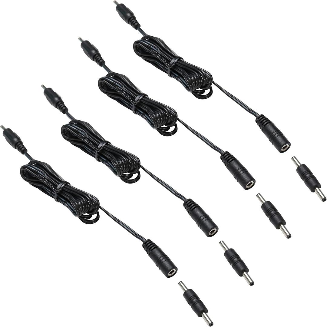 3.5 X 1.35 DC Connector For AIBOO Single White Kitchen Light Bar, 22AWG, Black Extension Cords, 5 Ft. (3.5 X 1.35 Mm Black Cords,4 Packs)