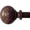 Hermosa 26 in. to 48 in. Adjustable 5/8 in. Single Curtain Rod in Walnut with Finials