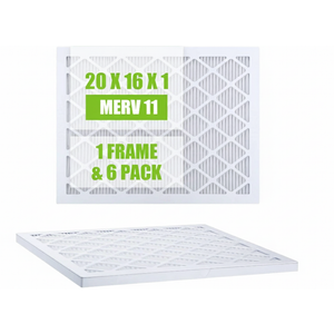 16x20x1 Air Filter, MERV 11, MPR 1000, Unique ABS White Plastic Frame, Durable and Easy to Replace, Clean Living Basic Dust, 6 Pack (Exact Size: 19.6" x 15.6" x 0.9")