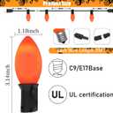 C9 LED Orange Halloween Lights, 25FT Halloween C9 String Lights with 27 Orange LED Bulbs, Hanging Decoration Light for Outdoor Indoor Patio Home Party Garden Yard-Black Wire