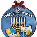 2 x Happy Hanukkah Ornaments for Christmas Tree 2025, Spiritual Christmas Ornaments - Jewish Chanukah Gifts for Women, Men, Family, Friends - Wooden Religious Hanukkah Christmas Decorations