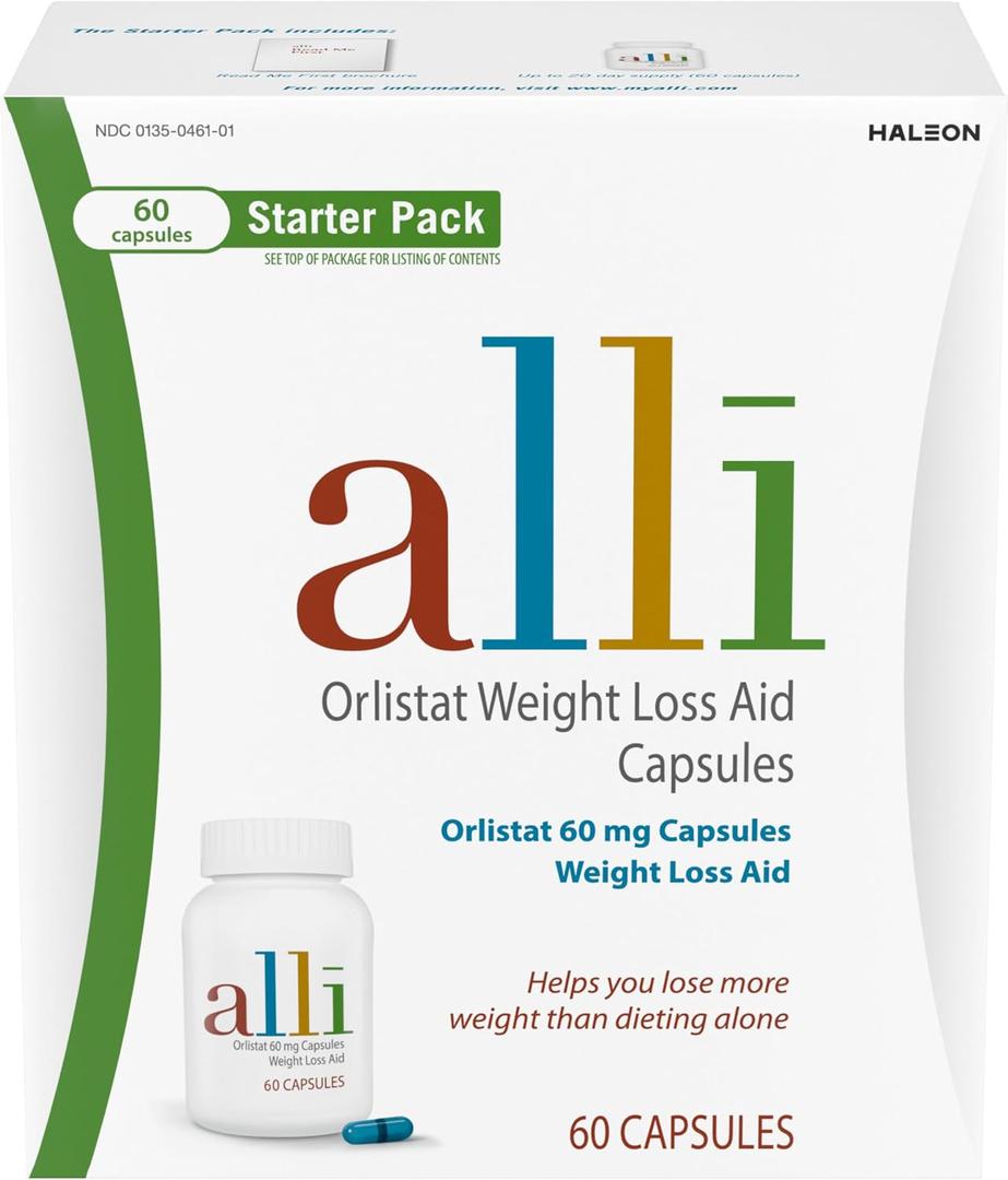 alli Diet Weight Loss Supplement Pills, Orlistat 60mg Capsules Starter Pack, Non prescription weight loss aid, 60 count(Pack of 1) (EXP 04/30/27)