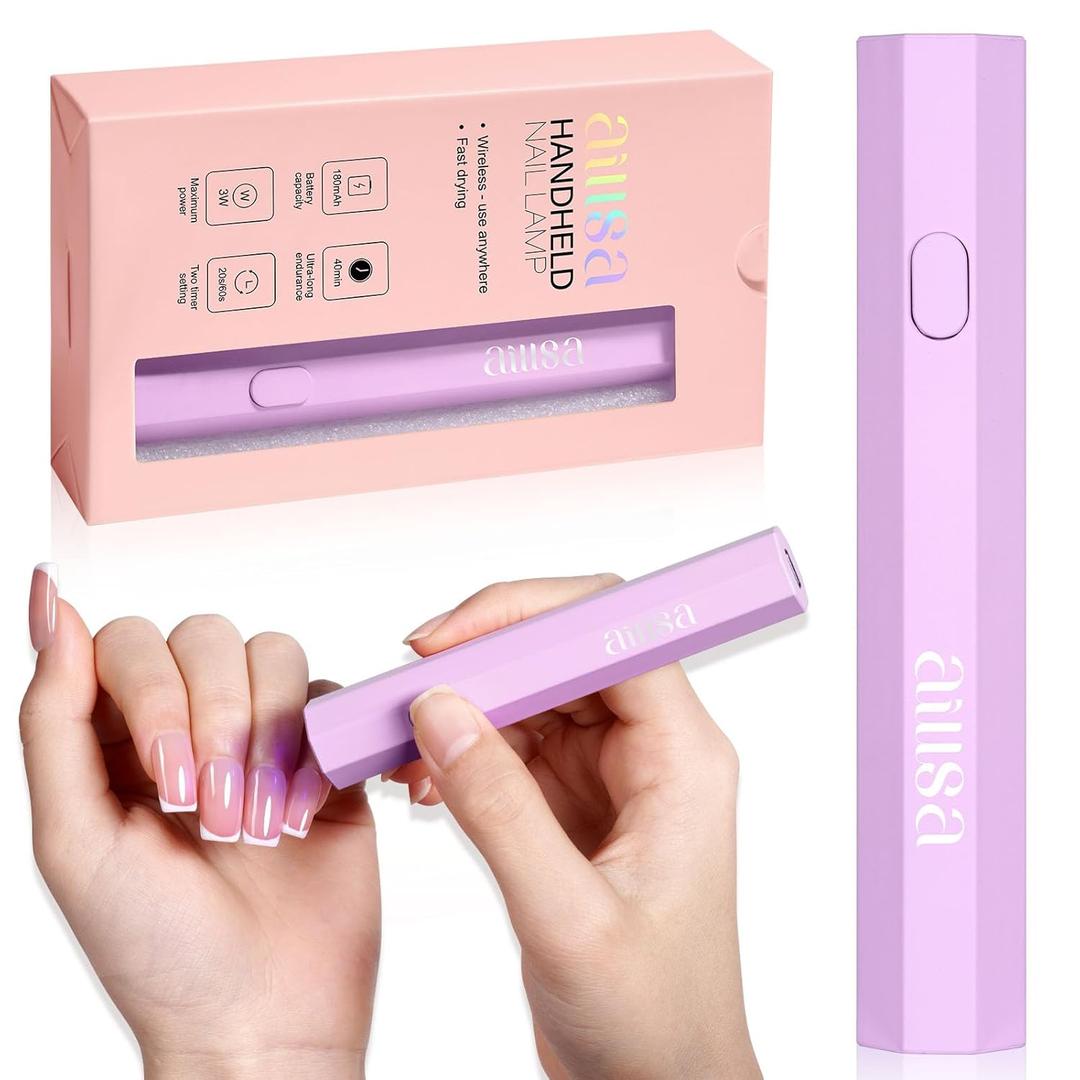 AILLSA Mini UV Light for Nails Handheld LED Nail Lamp Small Gel Nail Lamp Portable Fast Drying Cordless for Valentine's Day Gift (Purple)