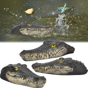 3 Pcs Floating Alligator Head Decoy Pool Accessories 12.6 Inch Fake Alligator Pool Float Decoy for Goose, Duck Control, Garden and Patio Accessories (Classic)