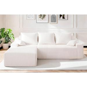 HABUTWAY 94'' Cloud Sectional Couch, Boneless Sofa with Deep Seat, Modular Comfy L-Shape Couch with Chaise for Living Room Bedroom, No Assembly Required(Beige,Left Facing Chaise)