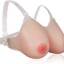 Vollence Silicone Breast Forms with Straps Fake Boobs Bra Inserts Breast Enhancers Mastectomy Prosthesis Size C