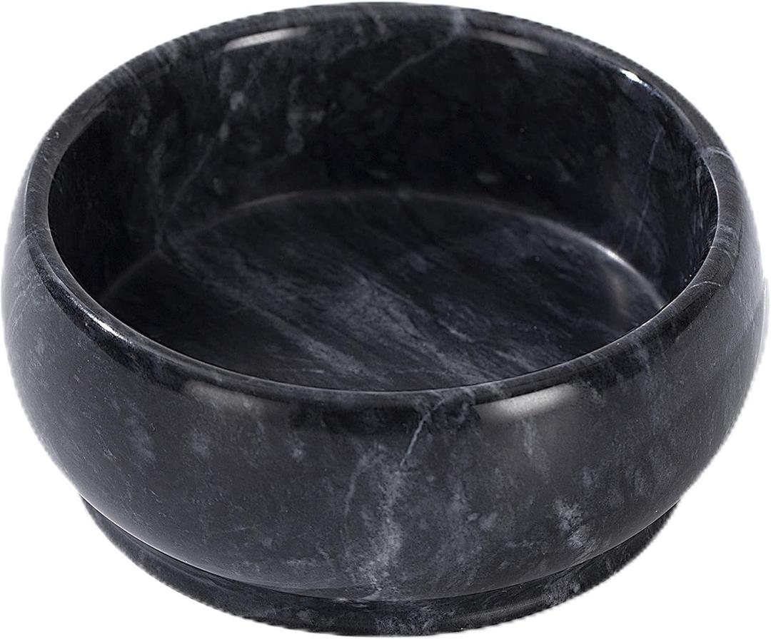4.72 Inch Decorative Bowls - Natural Marble Key, Coffee Table Centerpiece, Soap Serving, Incense Burner, Smudge Bowl (Black Marble)