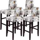 SearchI Bar Stool Covers Set of 4, Stretch Washable Barstool Seat Covers, Counter Height Chair Covers for Kitchen Dining Room Cafe (Booming Flower)