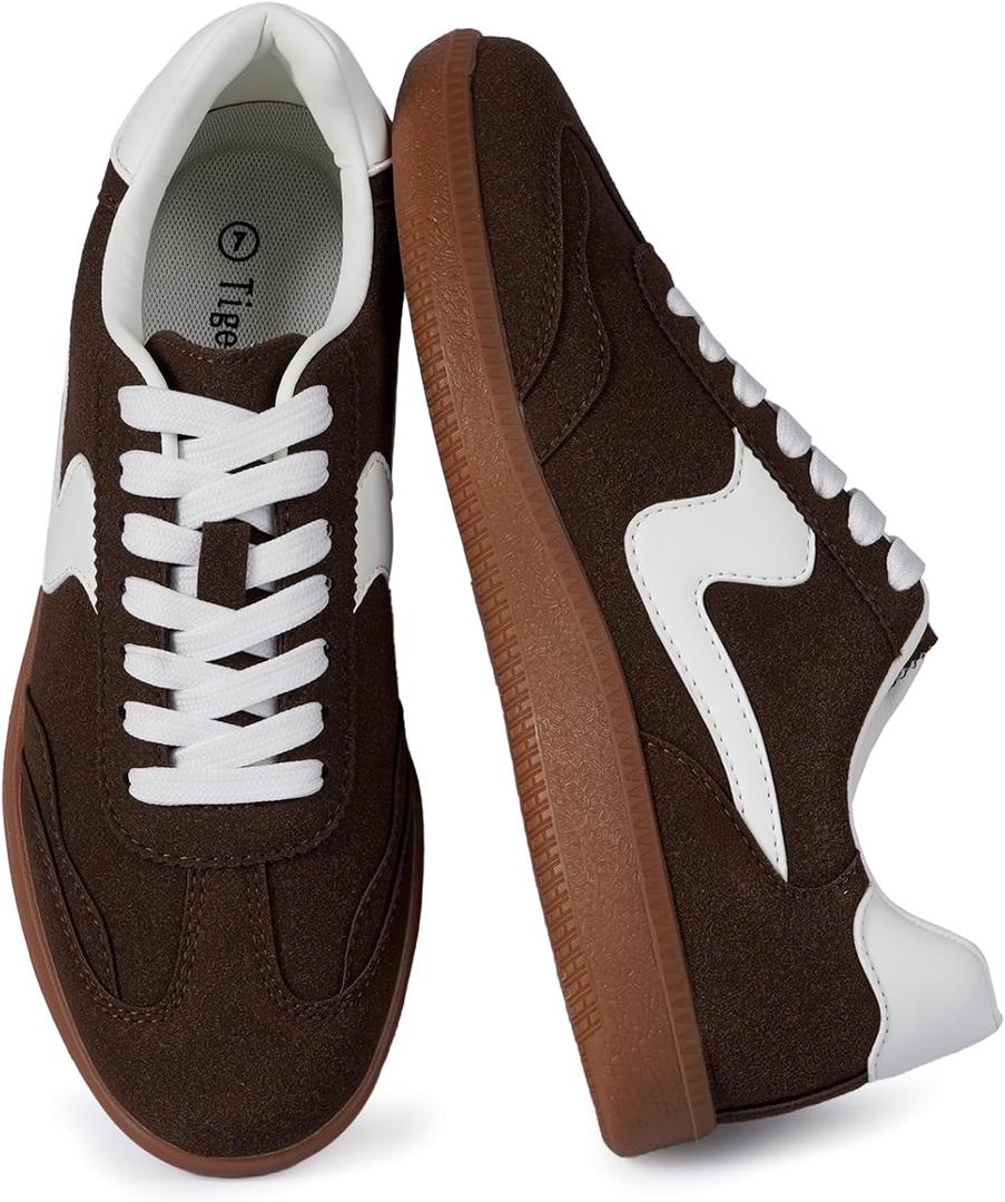 Sneakers for Women Business Casual Tennis Shoes Comfortable Lace up Slip on Women's Fashion Sneakers (8.5, Chocolate)