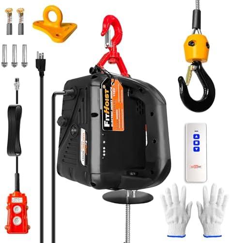 FITHOIST 1100LBS Electric Hoist Winch 3-in-1 | 1500W Portable Manual, Wired & Wireless Remote Control | 16ft/min Vertical & Horizontal Lift | Overload Protection for Towing and Lifting