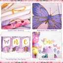 Butterfly First Birthday Decorations for Girl Pink Purple Butterfly 1st Birthday Party Decoration Supplies Include Balloon Arch Balloon Boxes Backdrop Tablecloth Birthday Hat