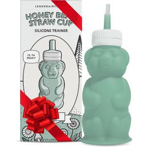 Legendairy Milk Honey Bear Straw Cup Silicone for Babies (Green), 8 oz. Dishwasher Safe, Food Grade Silicone, Honeybear Sippy Cup for Ages 4+ Months