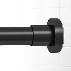 HTZON Shower Curtain Rod Spring Tension, Black Shower Rods for Bathroom 34 to 43 Inch, 1 Inch Modern Heavy Duty Adjustable Tension Shower Curtain Rod No Drilling No-Slip Easy Install, Matte Black