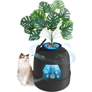 Lifewit Cat Litter Box, Hidden Enclosure Litter Tray with Odor Control System& Carbon Filter in Living Room, Bedroom, Corner with Faux Plant& Plastic Scoop, 48 x 120 cm/19x47, Black