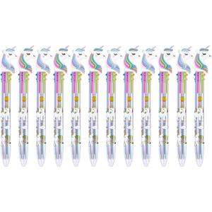 Tbestmax 12 Multicolor Ballpoint Pen Retractable Gel Pen Unicorn Shuttle Pens Liquid Ink Pens Set Pen Supplies Office Gifts 6-Color-In-1