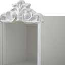 SOFE Vintage White Wall Mount Cabinet 4 Tier with Ornate Crown Top, 32 Inches Tall Small Bookcase, Hanging Rectangular Storage Unit for Living Room, Bathroom