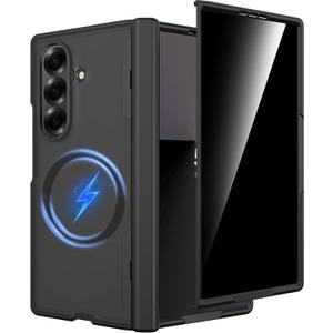 Miimall for Samsung Galaxy Z Fold 7 Case with Privacy Screen, Magnetic Wireless Charging Compatible & Hinge Protection, Matte Translucent Design, Anti-Slip Shockproof Cover for Z Fold 7, Black