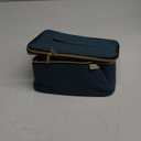 Large Makeup Bag with Mirror Double Layer Travel Make Up Organizer Case, Large Capacity Coemetic with Brush Slot Divider, Travel Toiletry Bag for Women (Lake Blue)