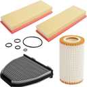 Engine Oil, Air Filter Cabin Air Filter Compatible With Mercedes-Benz Vehicle C240 E320 C230 C300 C320 C350 E350 E500 Gl450 Sl500 Replaces# CUK29005, C3698/3-2, HU718/5X