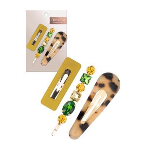 3 x Kitsch Stackable Acrylic Snap Hair Clip, Snap Hair Barrettes for Thick & Thin Hair, Hair Accessories for Women & Girls, Cute Barrettes, 3pcs (Citrine)