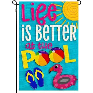Life is Better at the Pool Garden Flag 1218 Inch Double Sided Summer Pool Holiday Yard Decoration(A)